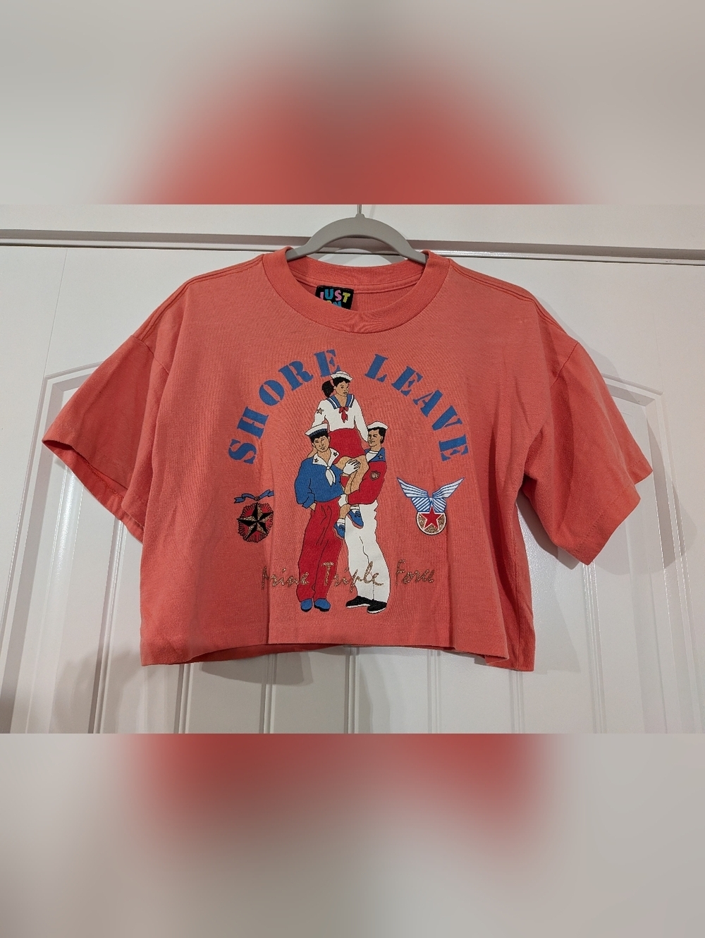 JUST ON Vintage Single Stitch Cropped  Sailor Shore Leave Graphic Tee